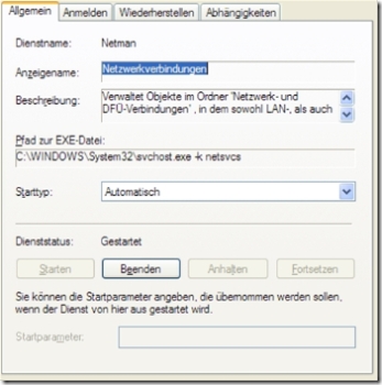 Typing in %systemroot%system32services.msc brought up a nice menu about the systems local services. Here you look for network-connections as follows: