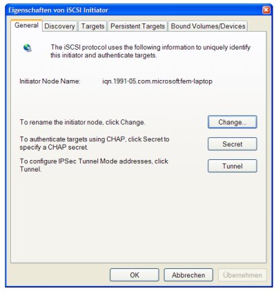 This is the “startup-screen” of the Microsoft iSCSI Initiator.